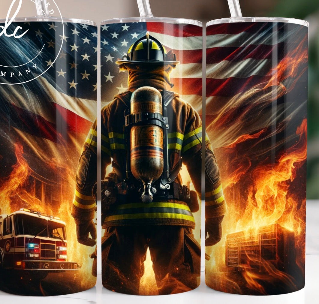 Firefighter flag tumbler