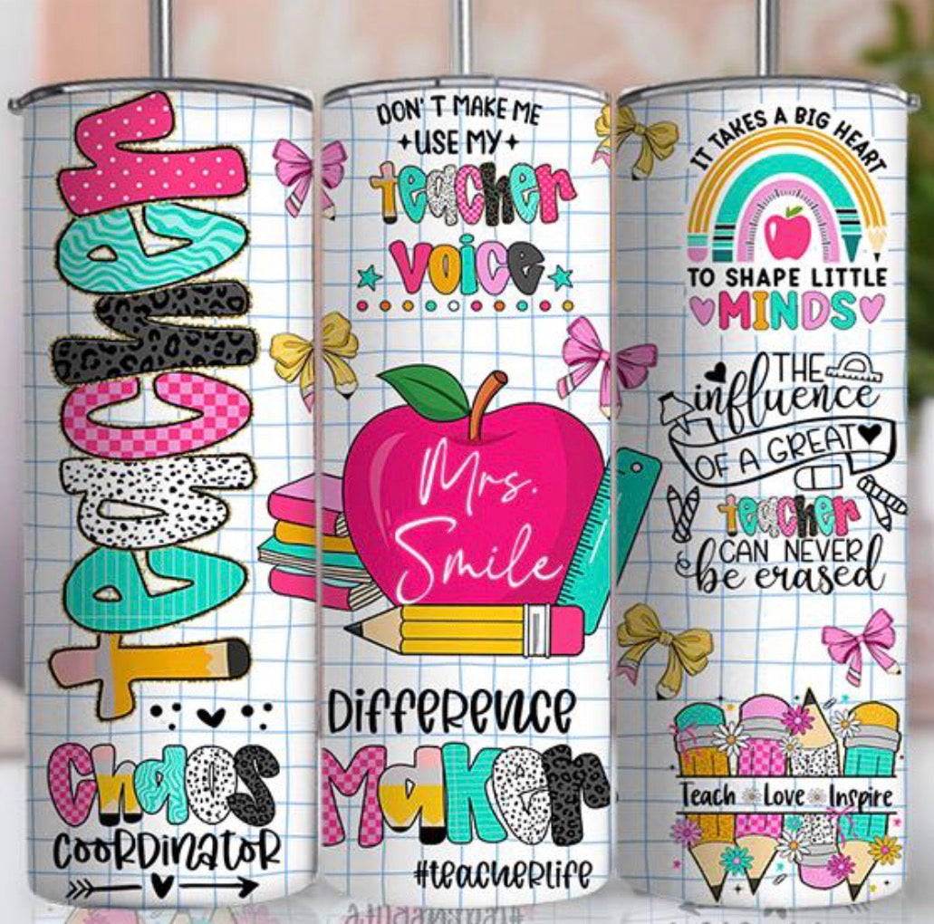 Boho teacher tumbler (leave name in notes section)