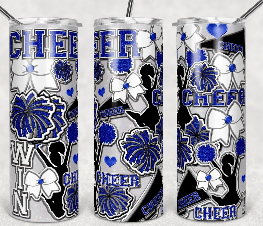 Royal and silver cheer tumbler