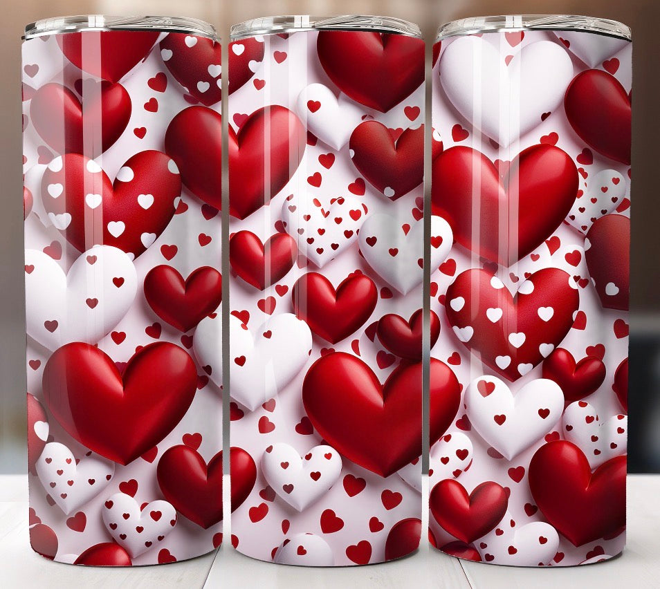 Faux 3D hearts tumbler
