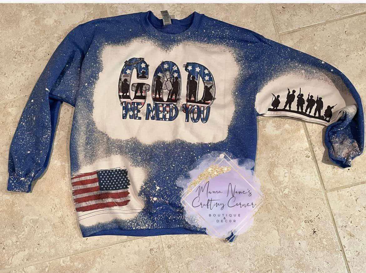 God We Need You Bleach Distressed Hoodie