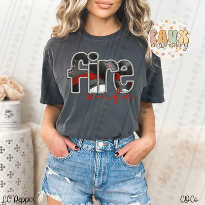 Fire wife faux embroidery