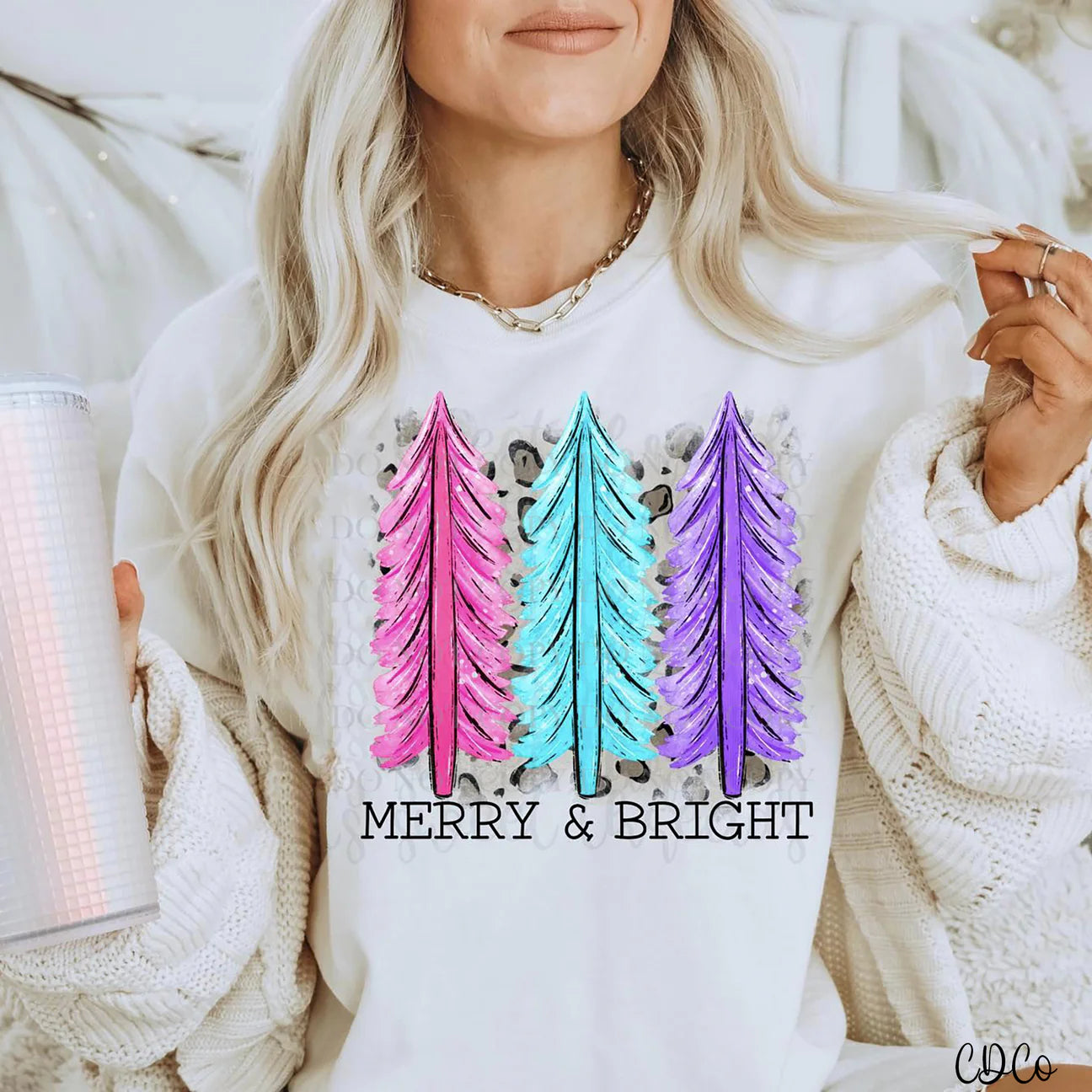 Merry & bright colorful trees leopard