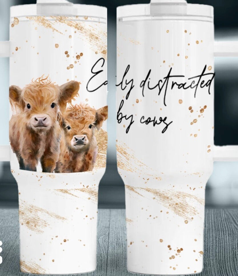 Easily distracted by cows tumbler (read description)