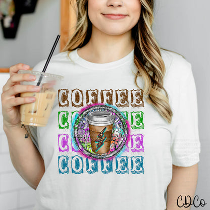 Coffee stacked round neon