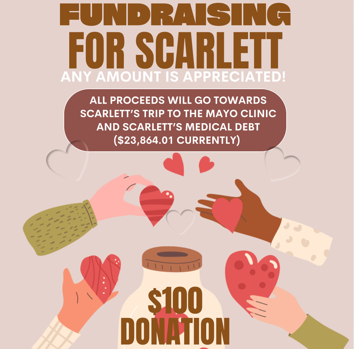 Scarlett’s fundraiser $100 Donation