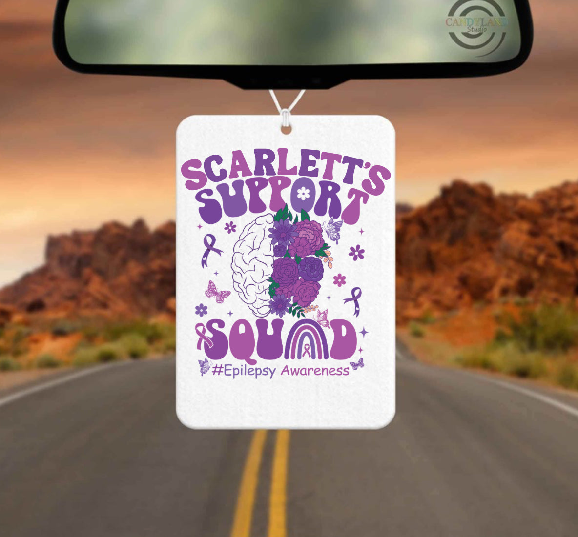 Scarlett’s Epilepsy Support Squad scented felt freshie (reusable)