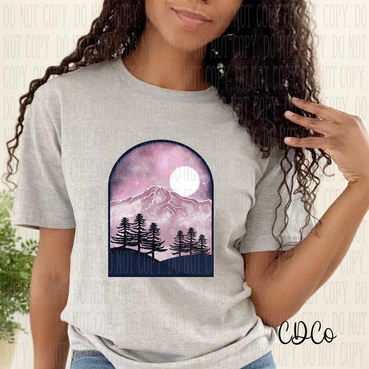 Pink mountain scene