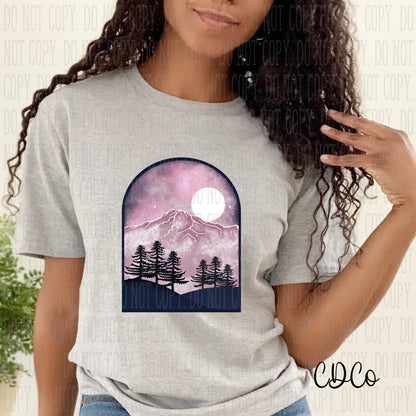 Pink mountain scene