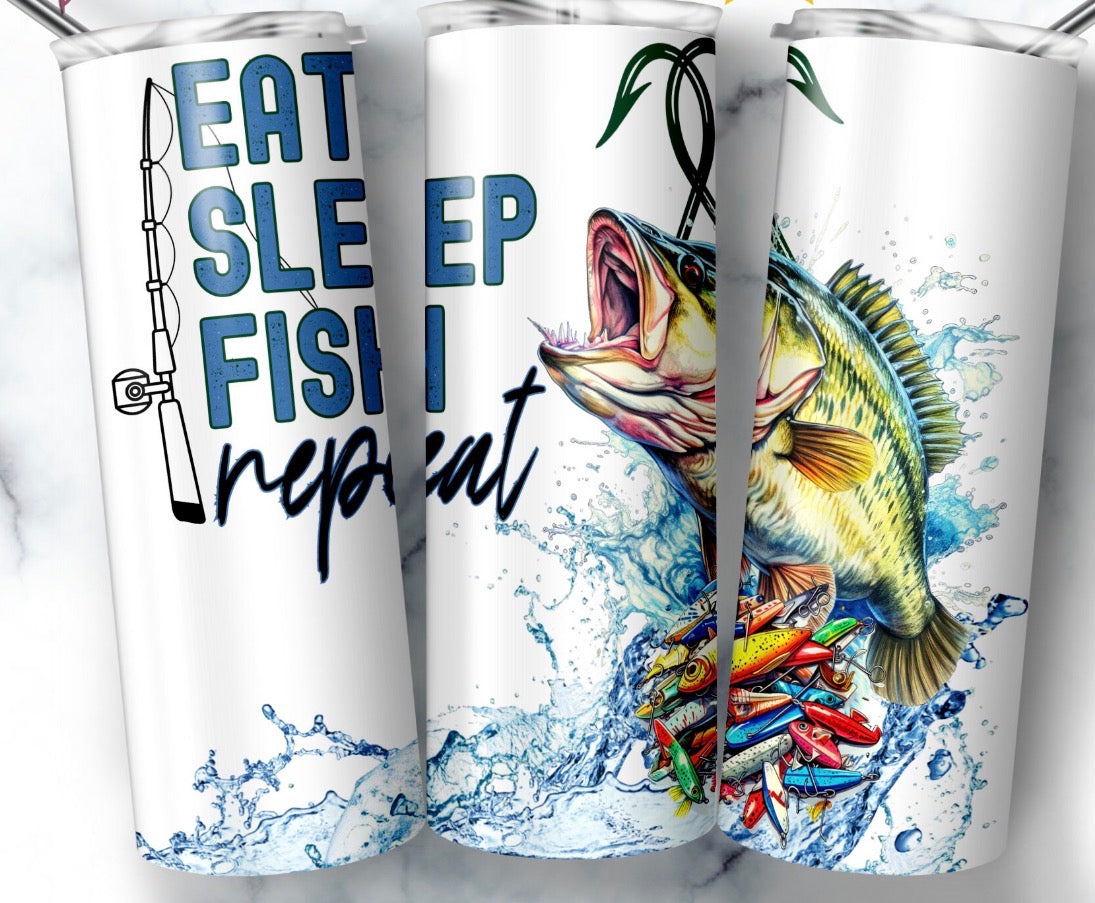 Eat, sleep, fish tumbler