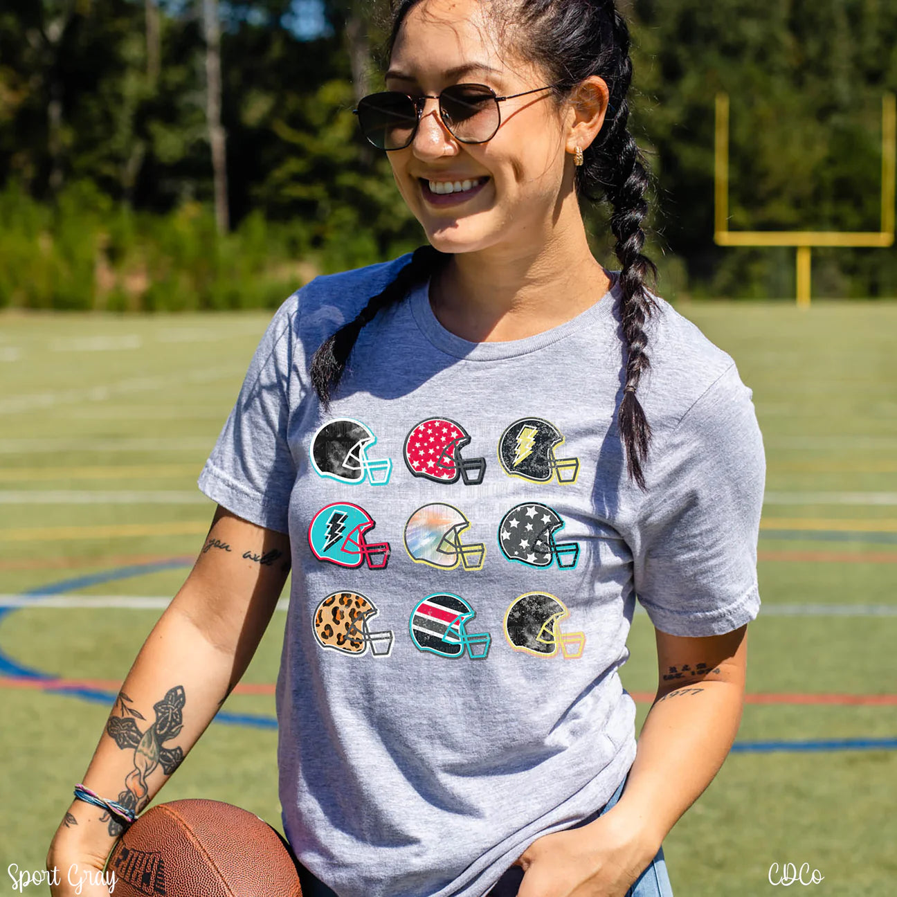 Colorful football helmets