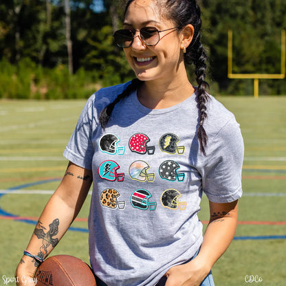 Colorful football helmets