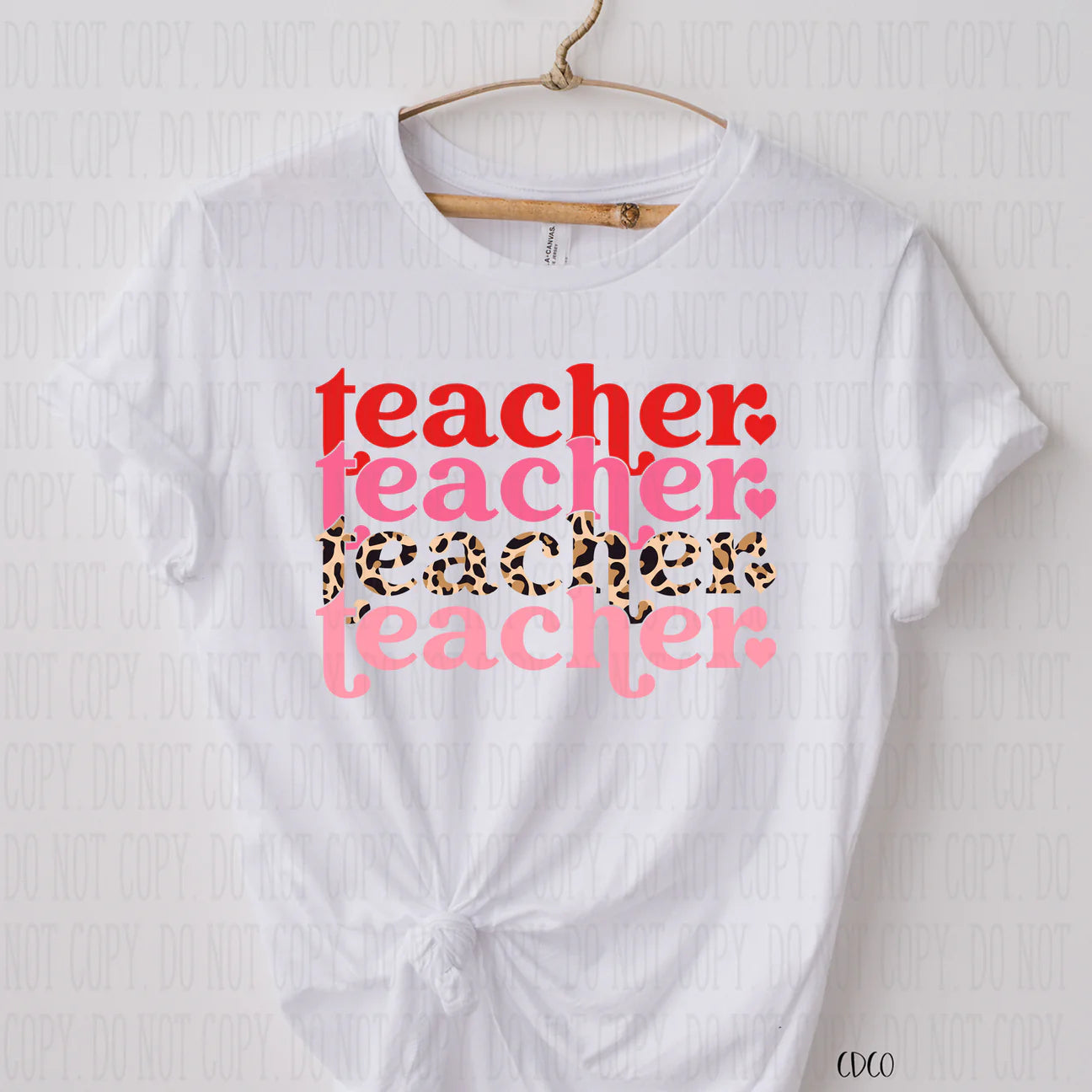 Valentine teacher leopard stacked