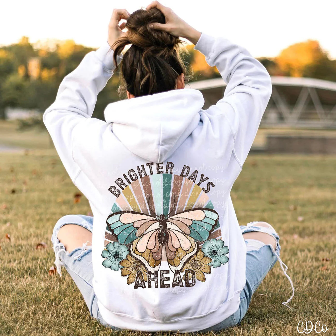 Brighter days ahead butterfly rainbow (front of shirt print)