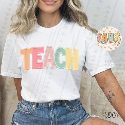 Teach faux embroidery