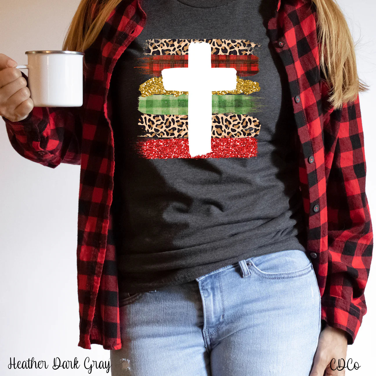 Brush stroke cross leopard plaid glitter