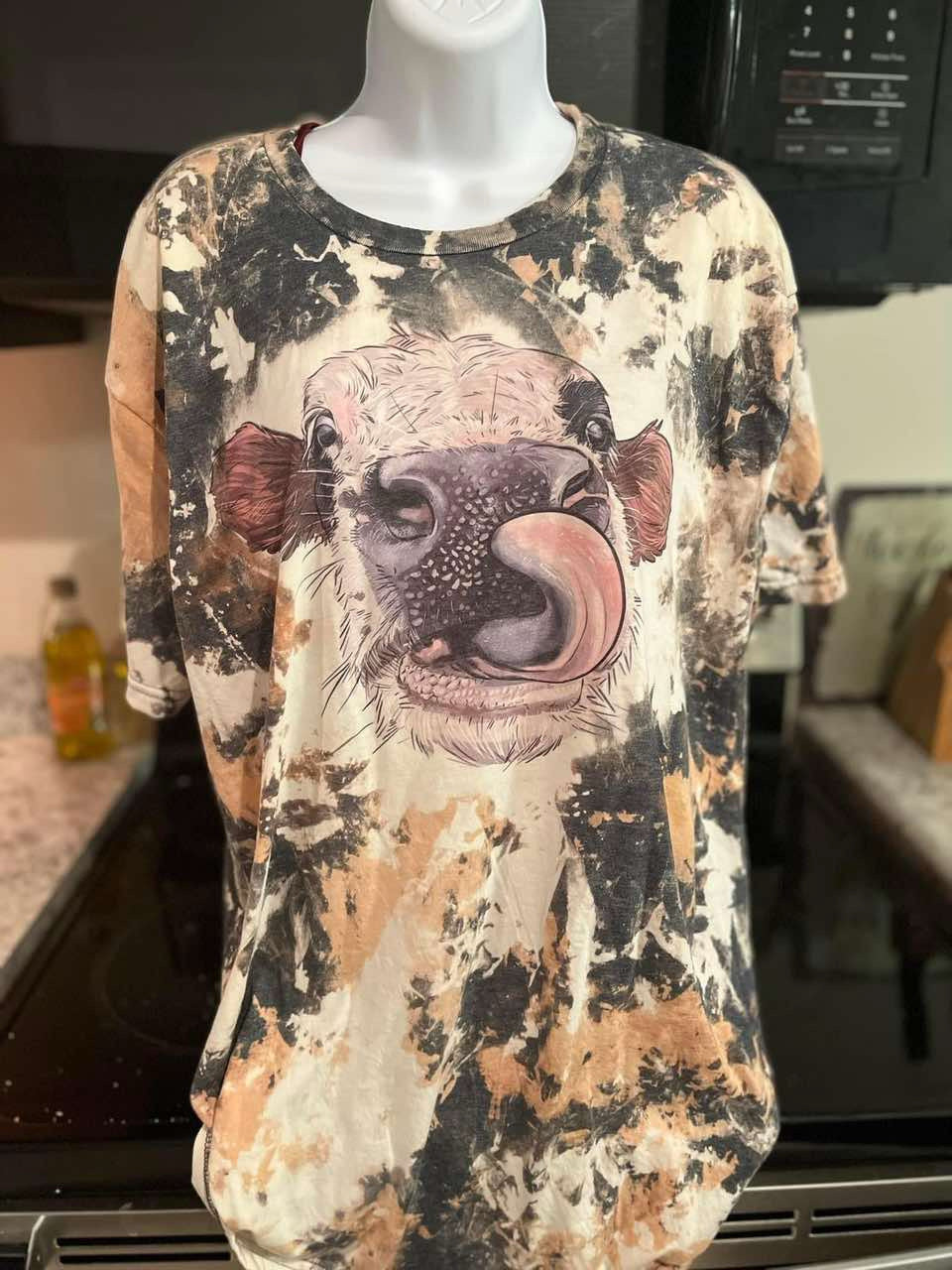 Funny Cow Bleach Distressed Tee